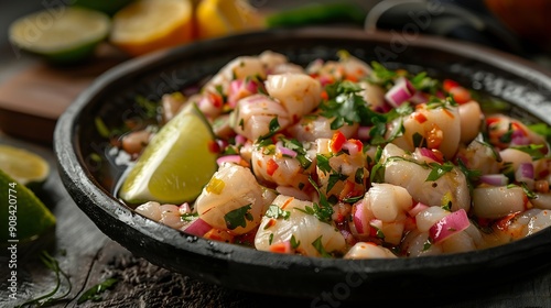 fish ceviche traditional peruvian food : Generative AI