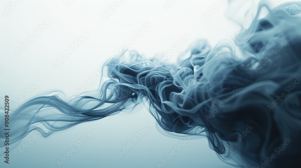 Abstract image of swirling smoke tendrils creating an artistic and ethereal design against a soft gradient background.