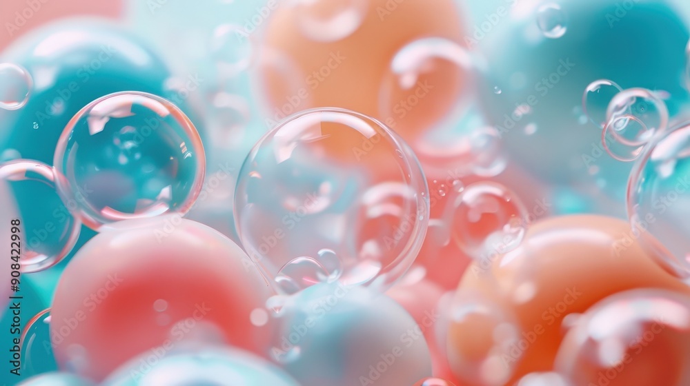 Colorful abstract spheres with bubbles in a soft pastel palette, creating a dreamy and playful background for creative projects. Colorful abstract spheres with bubbles in a soft pastel palette, creating a dreamy and playful background for creative projects.