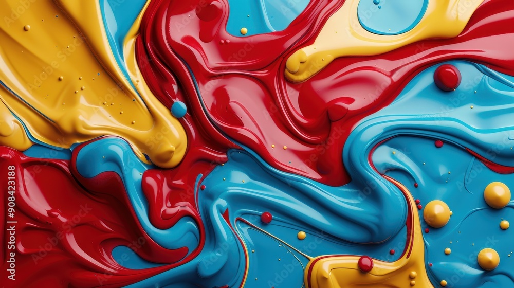 Vibrant abstract art with dynamic red, blue, and yellow paint swirls. Captures creativity, color splash, and artistic inspiration. Vibrant abstract art with dynamic red, blue, and yellow paint swirls. Captures creativity, color splash, and artistic inspiration.