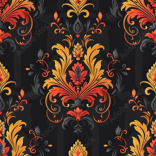 Ornate Damask Floral Pattern