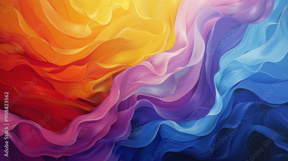 Vibrant abstract painting with flowing orange, purple, and blue hues, creating a dynamic contrast of warm and cool colors. Vibrant abstract painting with flowing orange, purple, and blue hues, creating a dynamic contrast of warm and cool colors.