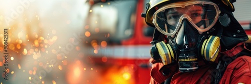 1 Firefighter in protective gear by a fire engine 2 Lifeguard on duty at a water rescue 3 Fire service operations with emergency equipment 4 Firefighting gear alongside a fire engine 5 Firef photo