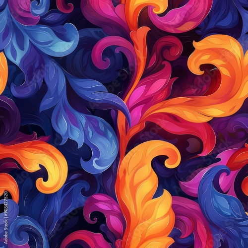 Vibrant Floral Pattern in Vivid Hues