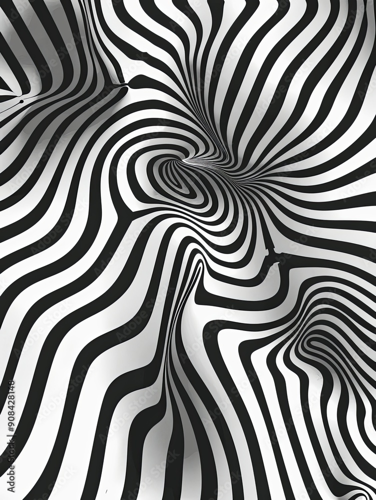 Abstract Fibonacci spiral in white with black stripes, featuring a hypnotic optical illusion, perfect for digital media and graphic design. Abstract Fibonacci spiral in white with black stripes, featuring a hypnotic optical illusion, perfect for digital media and graphic design.