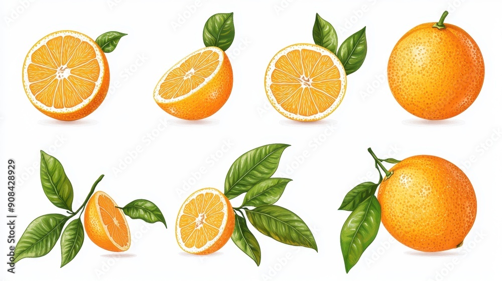 A healthy orange clipart, fruit element, minimalist design, clean lines, isolated on white background A healthy orange clipart, fruit element, minimalist design, clean lines, isolated on white background