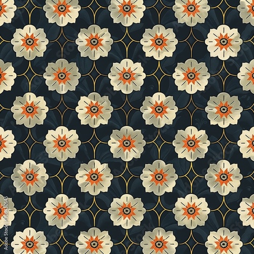Vintage Floral Pattern with Gold Accents