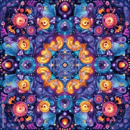Abstract Mandala Design in Vibrant Colors