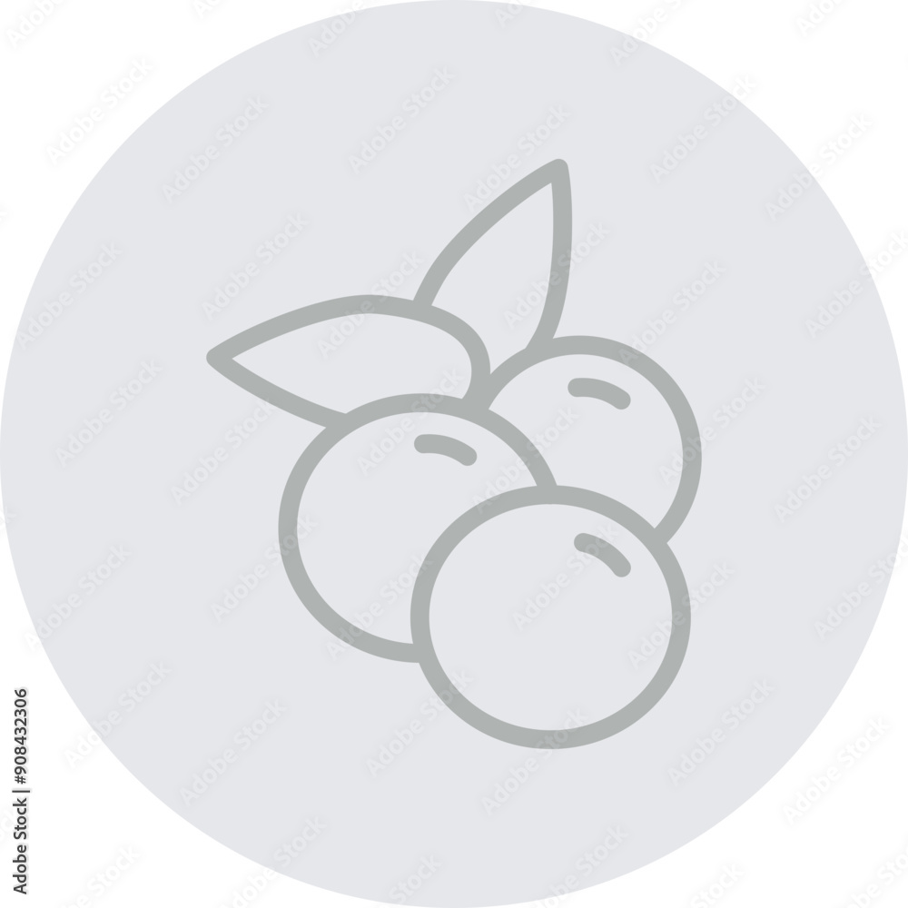 Blueberry Vector Line Grey Circle Grey Blueberry Vector Line Grey Circle Grey