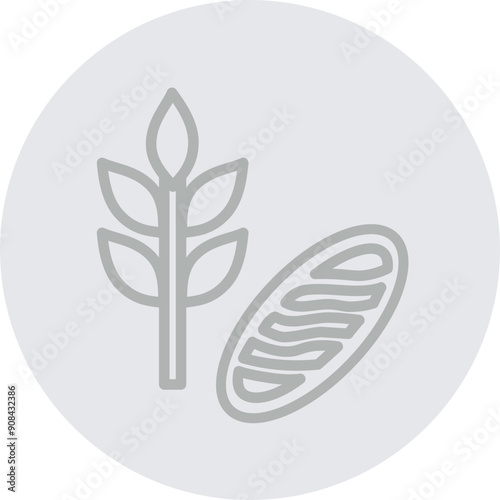 Grains and Cereals Vector Line Grey Circle Grey