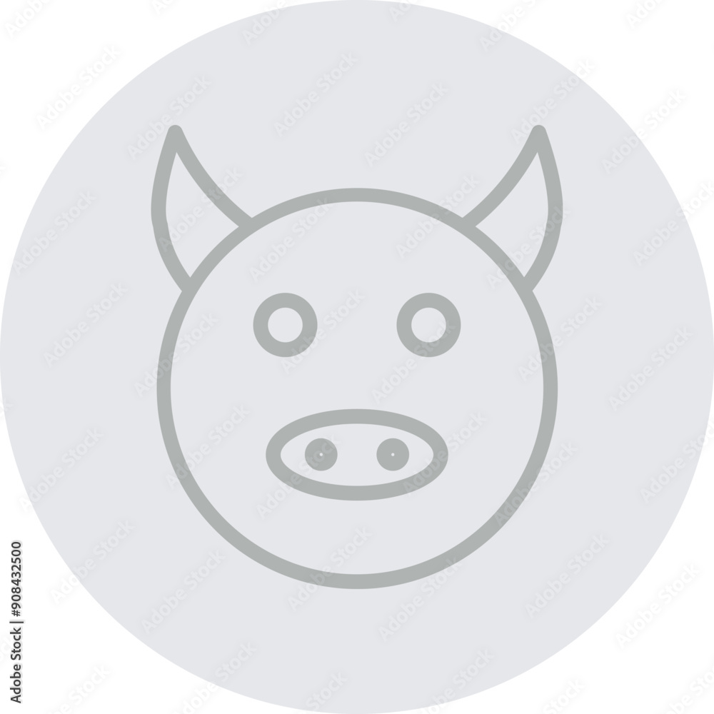 Pork Vector Line Grey Circle Grey Pork Vector Line Grey Circle Grey