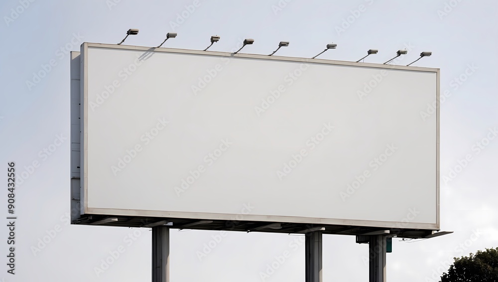 Obraz premium Blank Billboard on Cloudy Day.