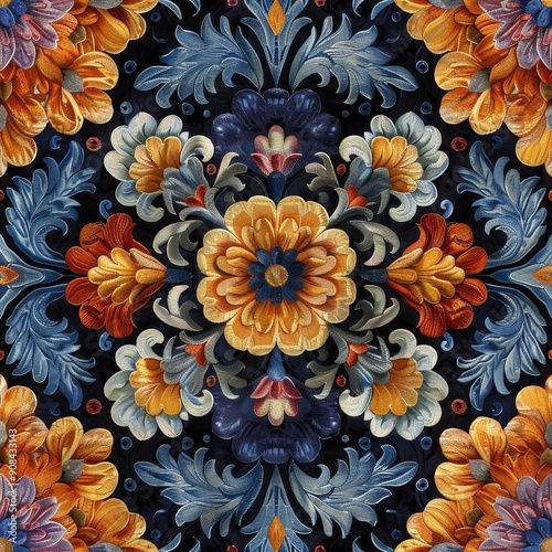 Floral Design with Embossed Effect