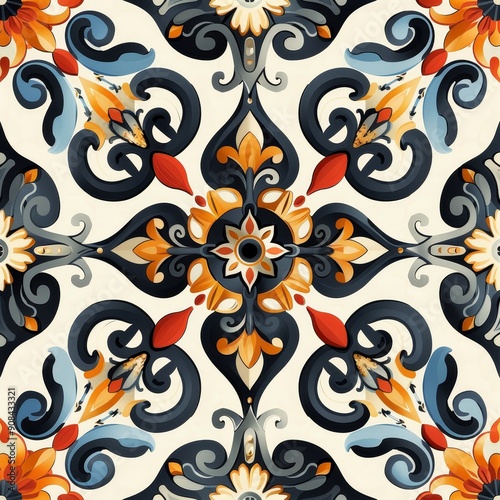 Intricate Floral Pattern in Vibrant Colors