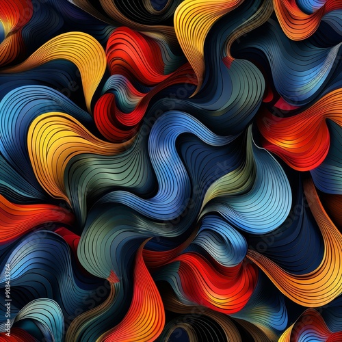 Abstract Wavy Pattern in Vibrant Colors