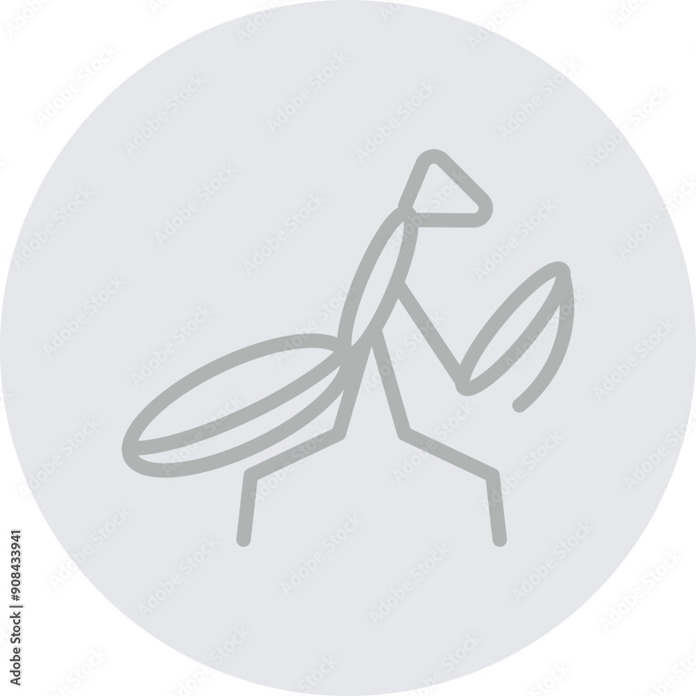 Praying Mantis Vector Line Grey Circle Grey Praying Mantis Vector Line Grey Circle Grey