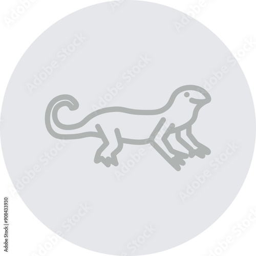 Newt Vector Line Grey Circle Grey