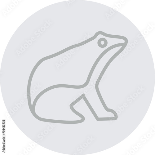 Frog Vector Line Grey Circle Grey