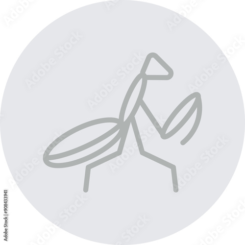 Praying Mantis Vector Line Grey Circle Grey