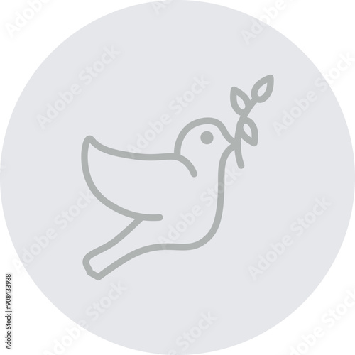 Dove Vector Line Grey Circle Grey