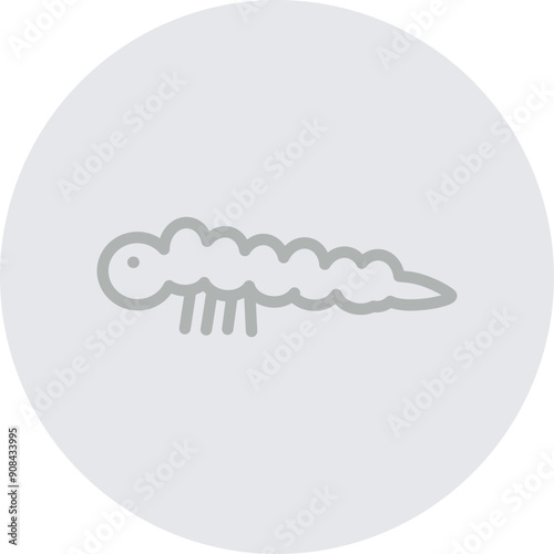 Silkworm Vector Line Grey Circle Grey