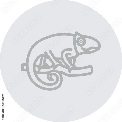 Chameleon Vector Line Grey Circle Grey