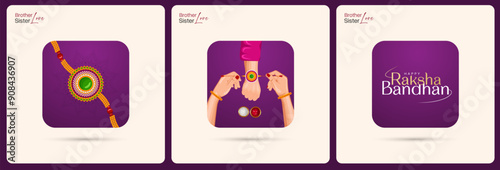 Happy Raksha Bandhan Social Media Post, Banner, Poster, Greeting Card, Template Sale Banner for  Brother and Sister Bond Celebration Illustration