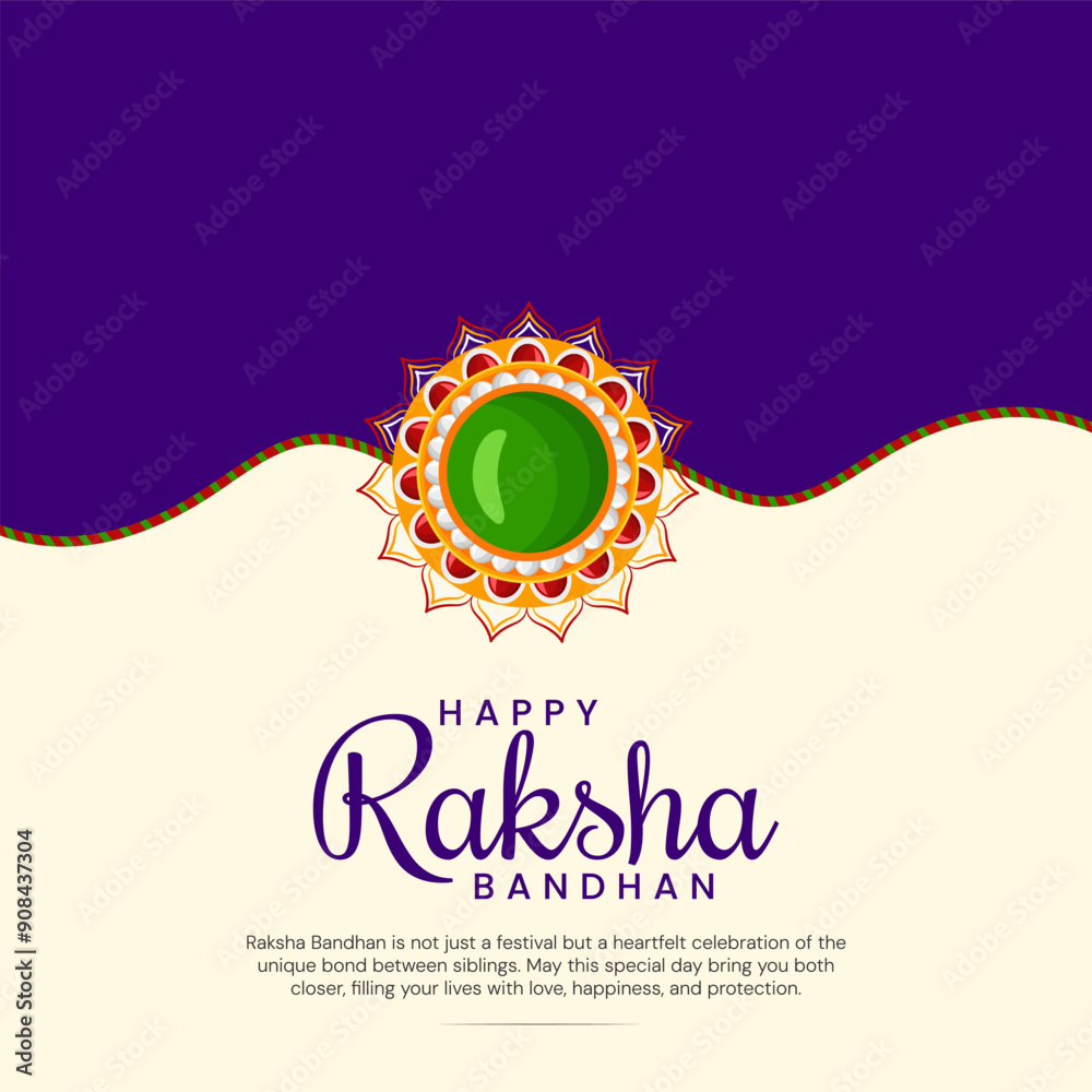 Fototapeta premium Happy Raksha Bandhan Social Media Post, Banner, Poster, Greeting Card, Template Sale Banner for Brother and Sister Bond Celebration Illustration