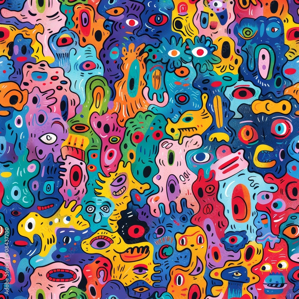 Abstract Psychedelic Pattern with Bright Colors Abstract Psychedelic Pattern with Bright Colors
