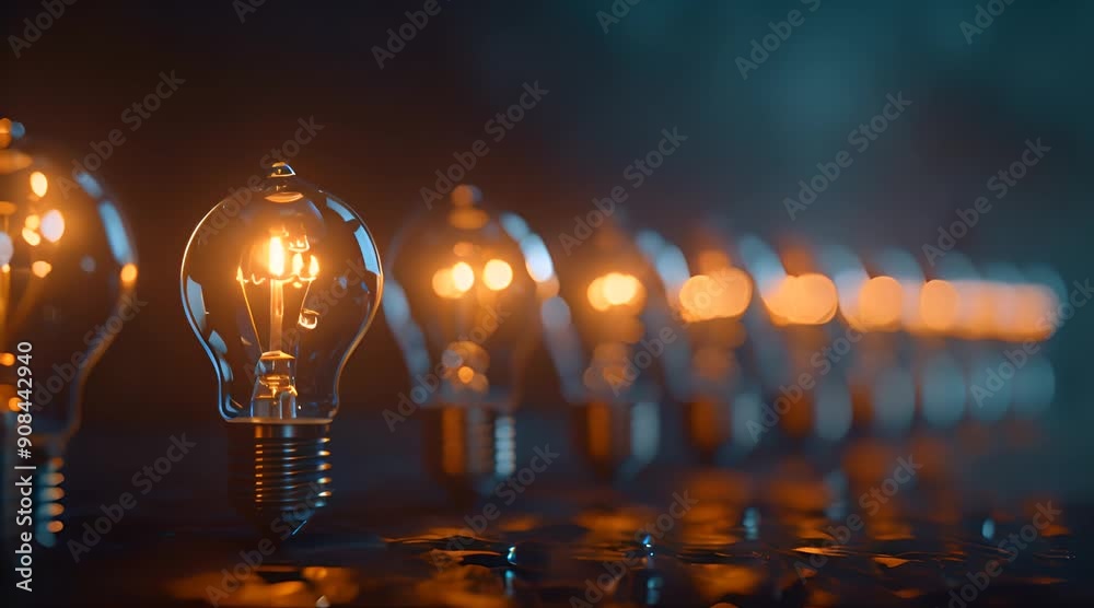 A close up of a light bulb with a bright yellow light shining through it.