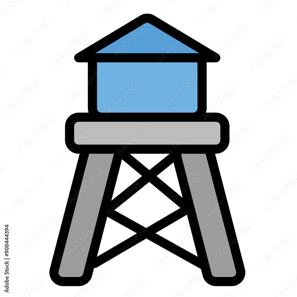Water Tower Icon in Filled Line Style Water Tower Icon in Filled Line Style