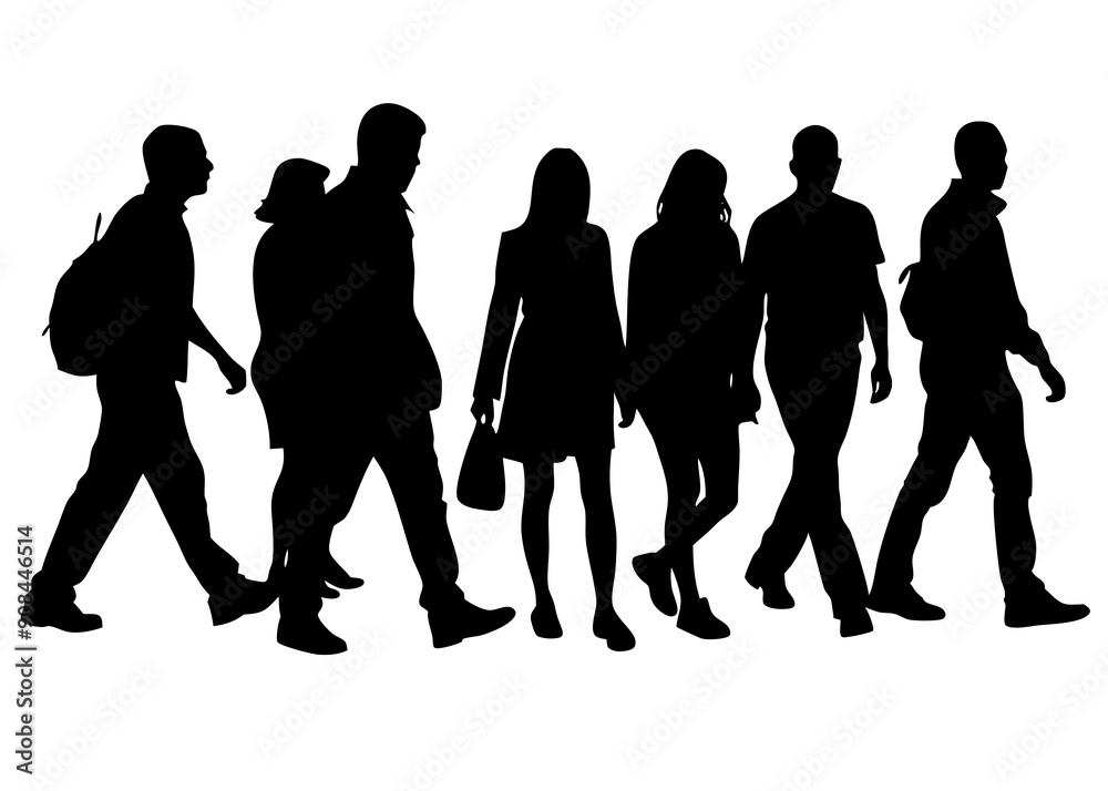 Stylish Group Walking Silhouettes: Ideal for Creative Graphics and Decor Stylish Group Walking Silhouettes: Ideal for Creative Graphics and Decor