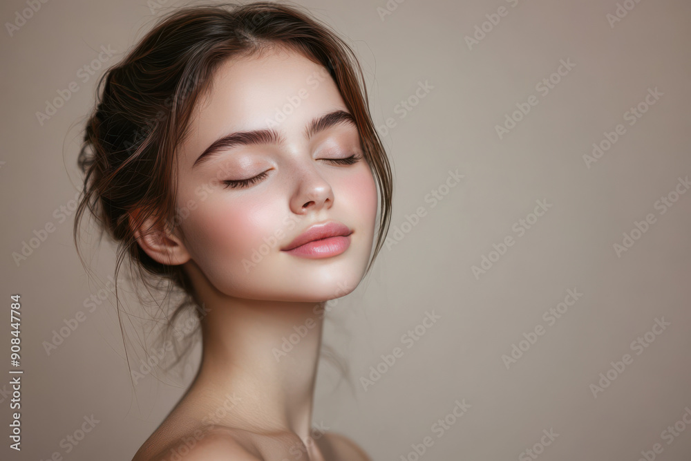 A close up of a girl's face with her eyes closed A close up of a girl's face with her eyes closed