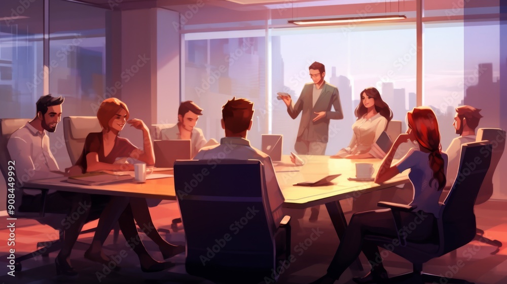 Obraz premium Business Meeting in a Modern Office