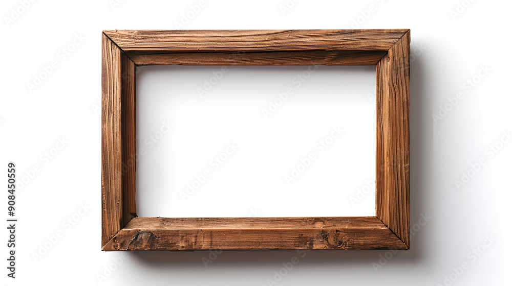 blank Wooden photo frame on a white background ai generative