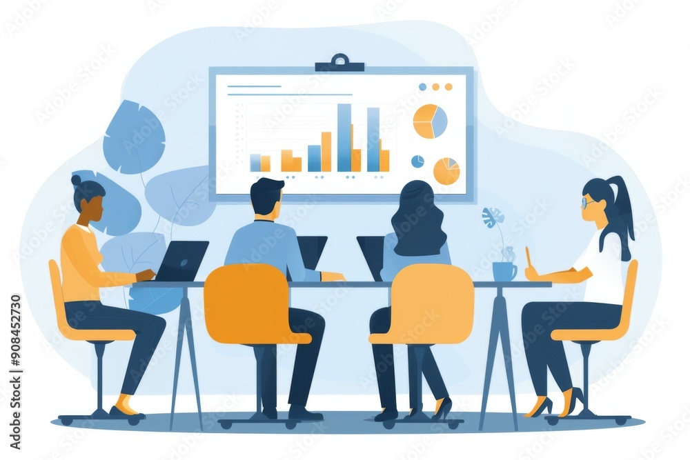 Business Team Analyzing Data During Meeting