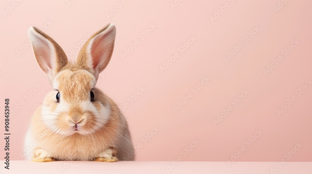 Adorable baby bunny rabbit against a soft pink background, showcasing cute ears and fluffy fur. Perfect for Easter and springtime themes. Adorable baby bunny rabbit against a soft pink background, showcasing cute ears and fluffy fur. Perfect for Easter and springtime themes.