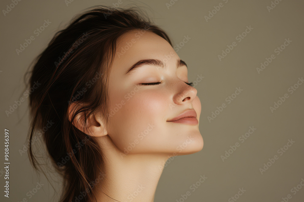 A close up of a girl's face with her eyes closed A close up of a girl's face with her eyes closed