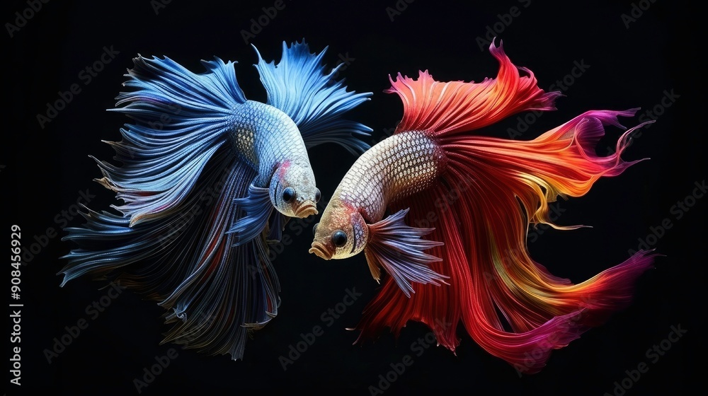 Fototapeta premium Multi color Siamese fighting fish(Rosetail)(halfmoon),fighting fish,Betta splendens,on nature background