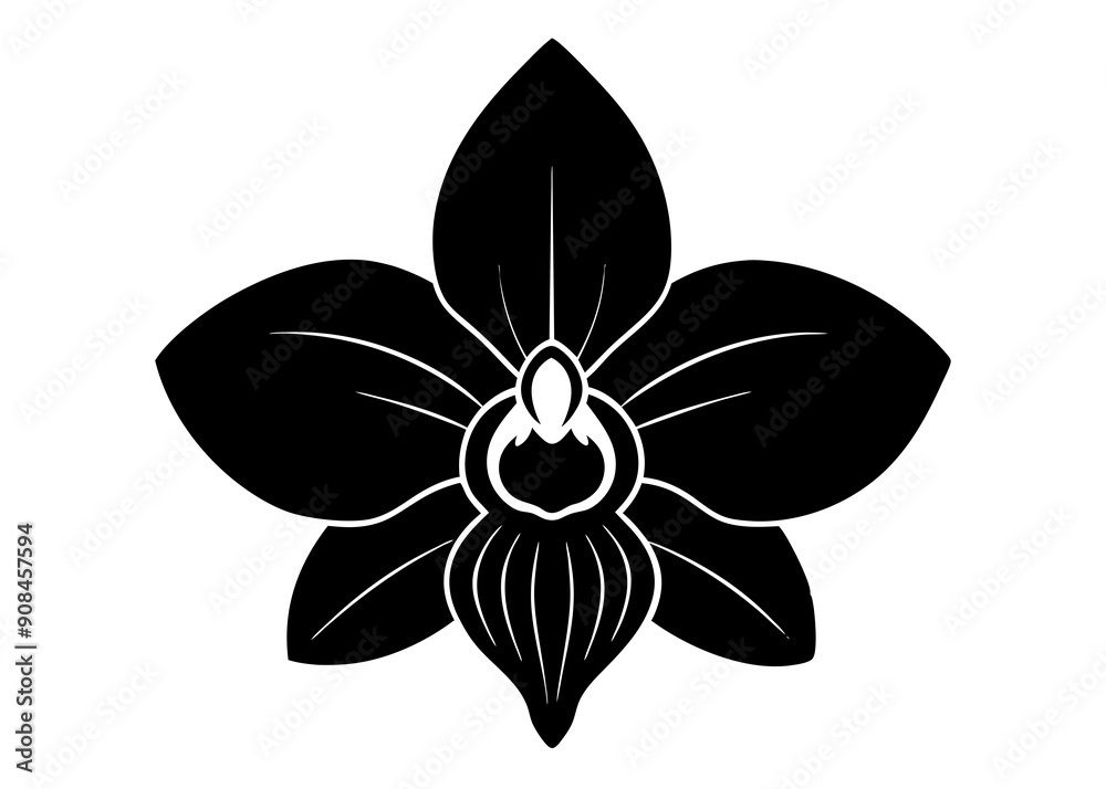 Elegant Orchid Silhouette Designs: Perfect for Floral Art and Decor, Floral Element. Elegant Orchid Silhouette Designs: Perfect for Floral Art and Decor, Floral Element.