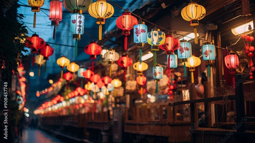 Colorful Lanterns Lighting up a Traditional Festival Colorful Lanterns Lighting up a Traditional Festival