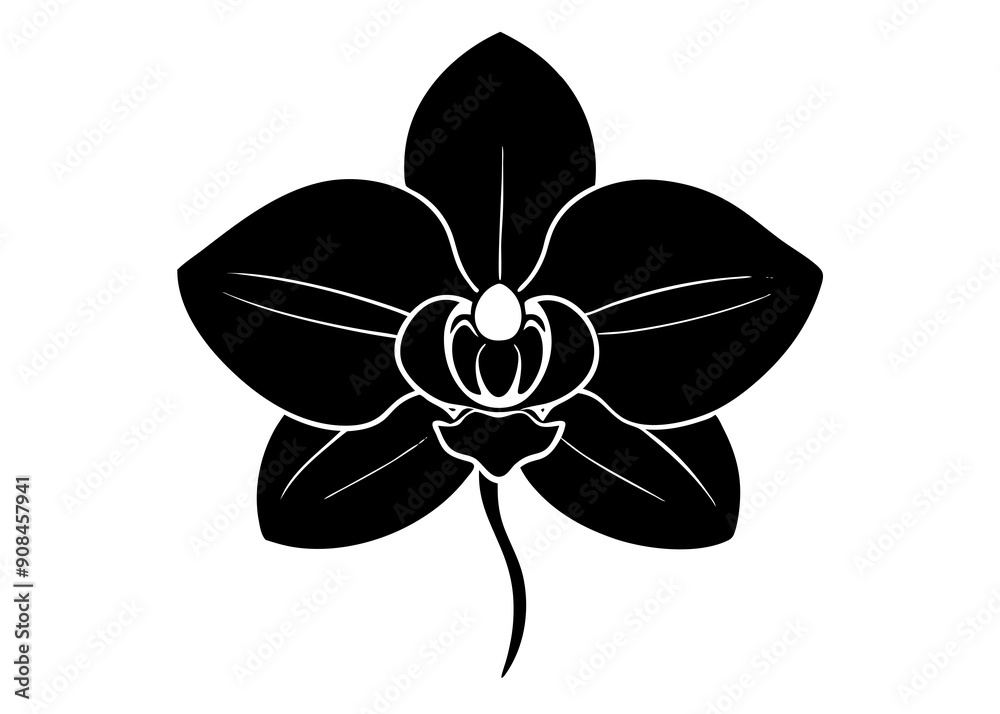 Elegant Orchid Silhouette Designs: Perfect for Floral Art and Decor, Floral Element. Elegant Orchid Silhouette Designs: Perfect for Floral Art and Decor, Floral Element.