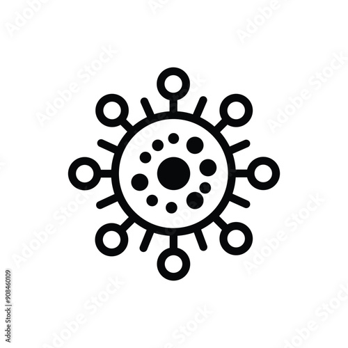 monochrome illustration of virus, bacteria icon on a white background
