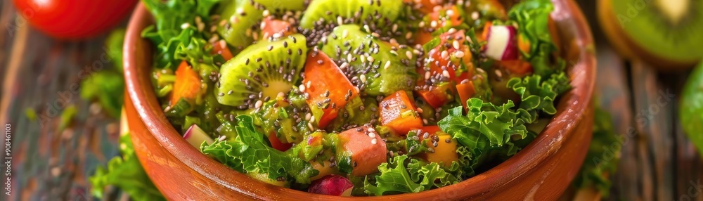 A vibrant salad featuring fresh vegetables and fruits, perfect for healthy eating and beautiful presentation. A vibrant salad featuring fresh vegetables and fruits, perfect for healthy eating and beautiful presentation.