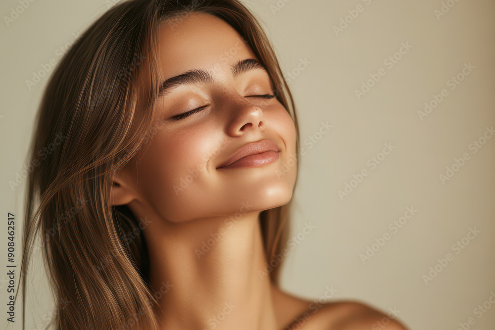 A close up of a girl's face with her eyes closed A close up of a girl's face with her eyes closed