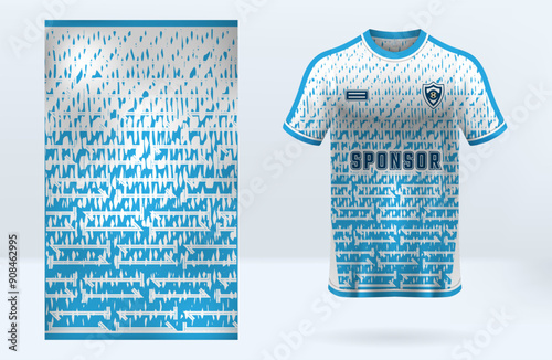 Blue and white sports jersey template design with a nice detailed pattern