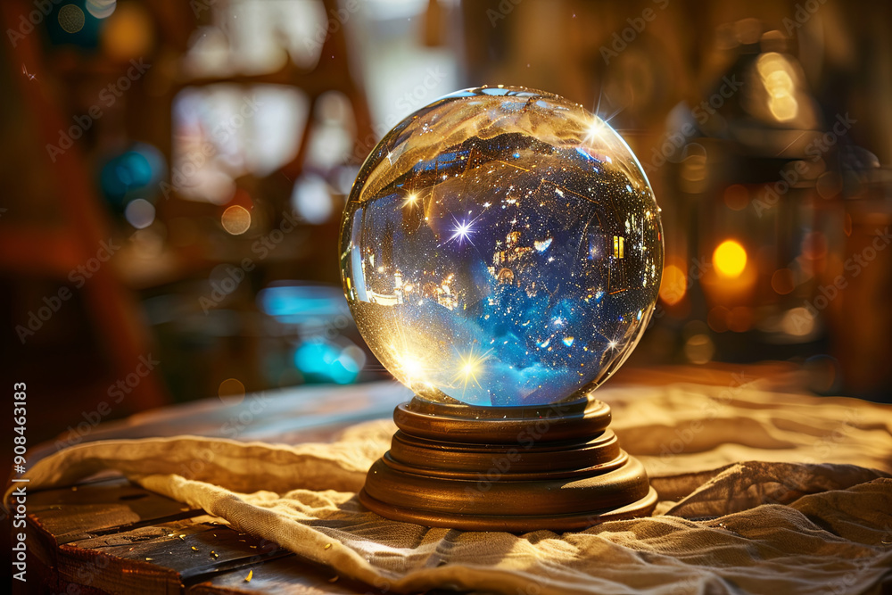 Magic crystal ball on a table Magic crystal ball on a table
