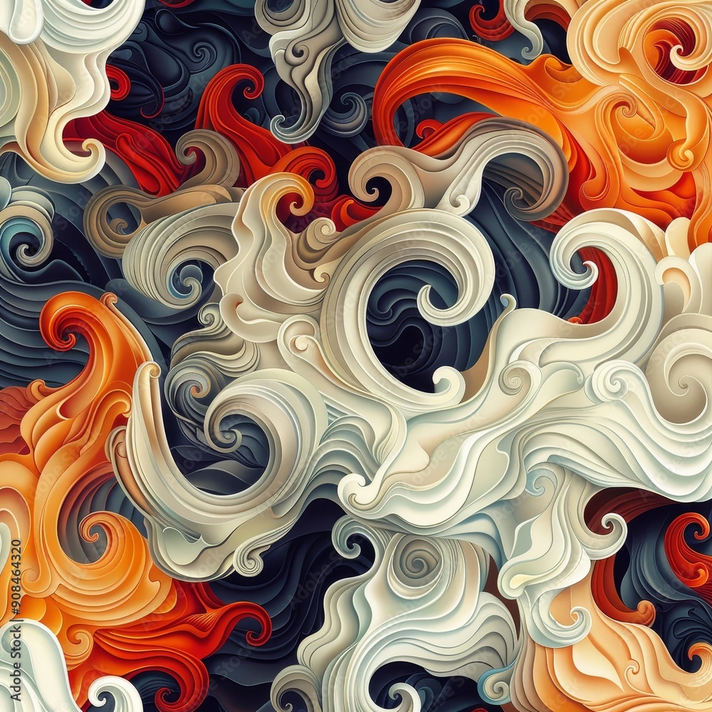 Abstract Swirling Pattern in Orange, White, and Gray Abstract Swirling Pattern in Orange, White, and Gray