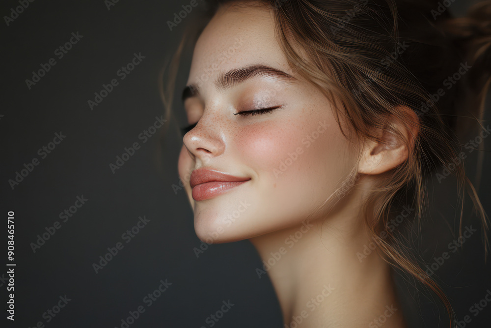 A close up of a girl's face with her eyes closed A close up of a girl's face with her eyes closed