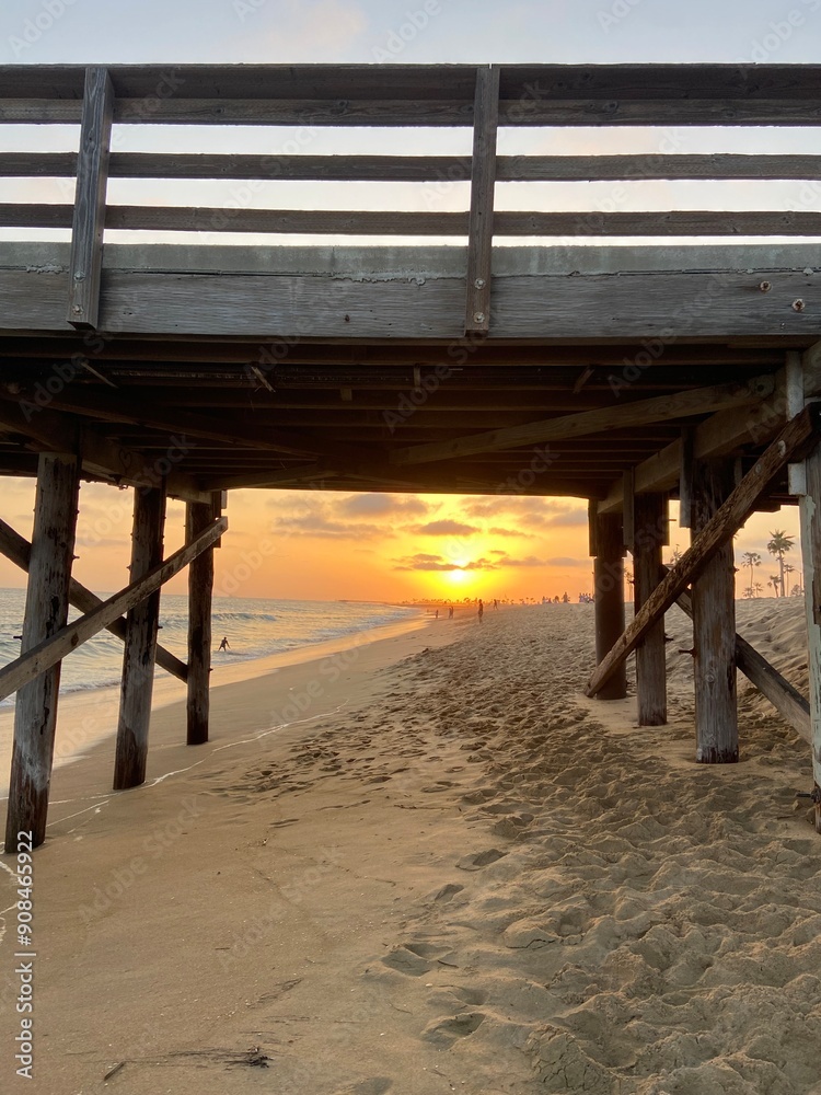sunset in california through the pier sunset in california through the pier